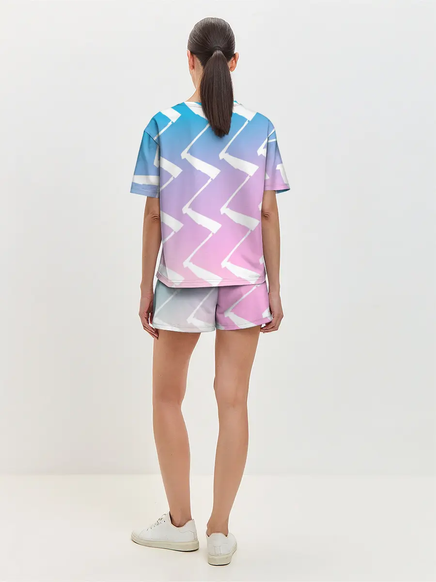 Женская пижама с шортами / Котик-рыбка-единорог