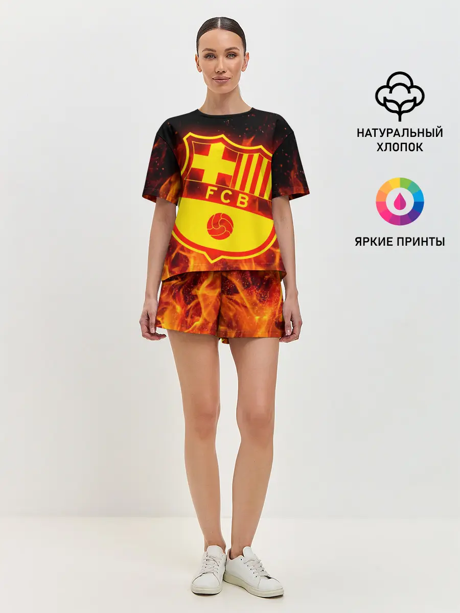 Женская пижама с шортами / FC BARCELONA / FIRE / ОГОНЬ