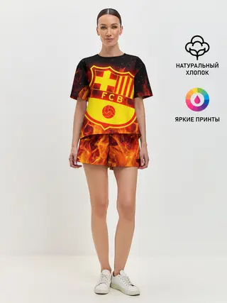 Женская пижама с шортами / FC BARCELONA / FIRE / ОГОНЬ