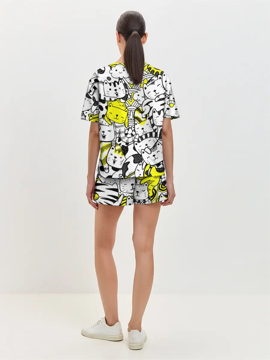 Женская пижама с шортами / Котики