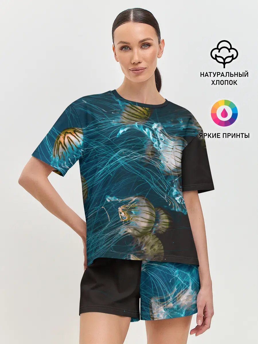 Женская пижама с шортами / Медузы