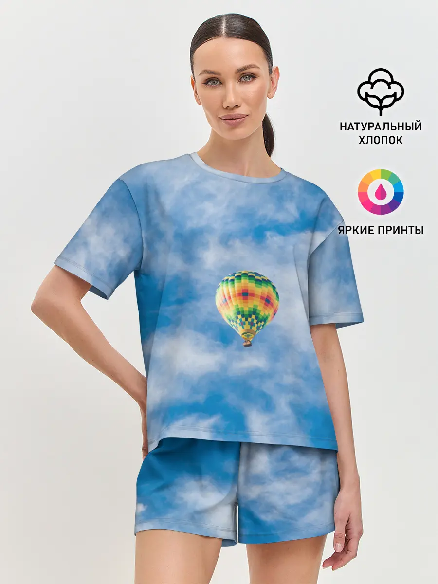 Женская пижама с шортами / Воздушный шар в небе