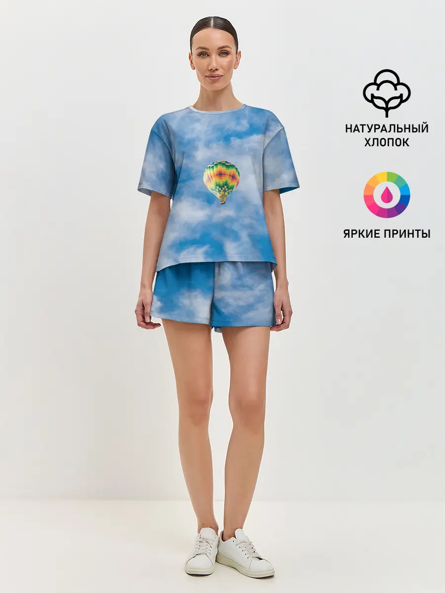 Женская пижама с шортами / Воздушный шар в небе
