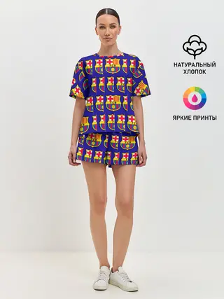 Женская пижама с шортами / ФК БАРСЕЛОНА / PATTERN / УЗОР