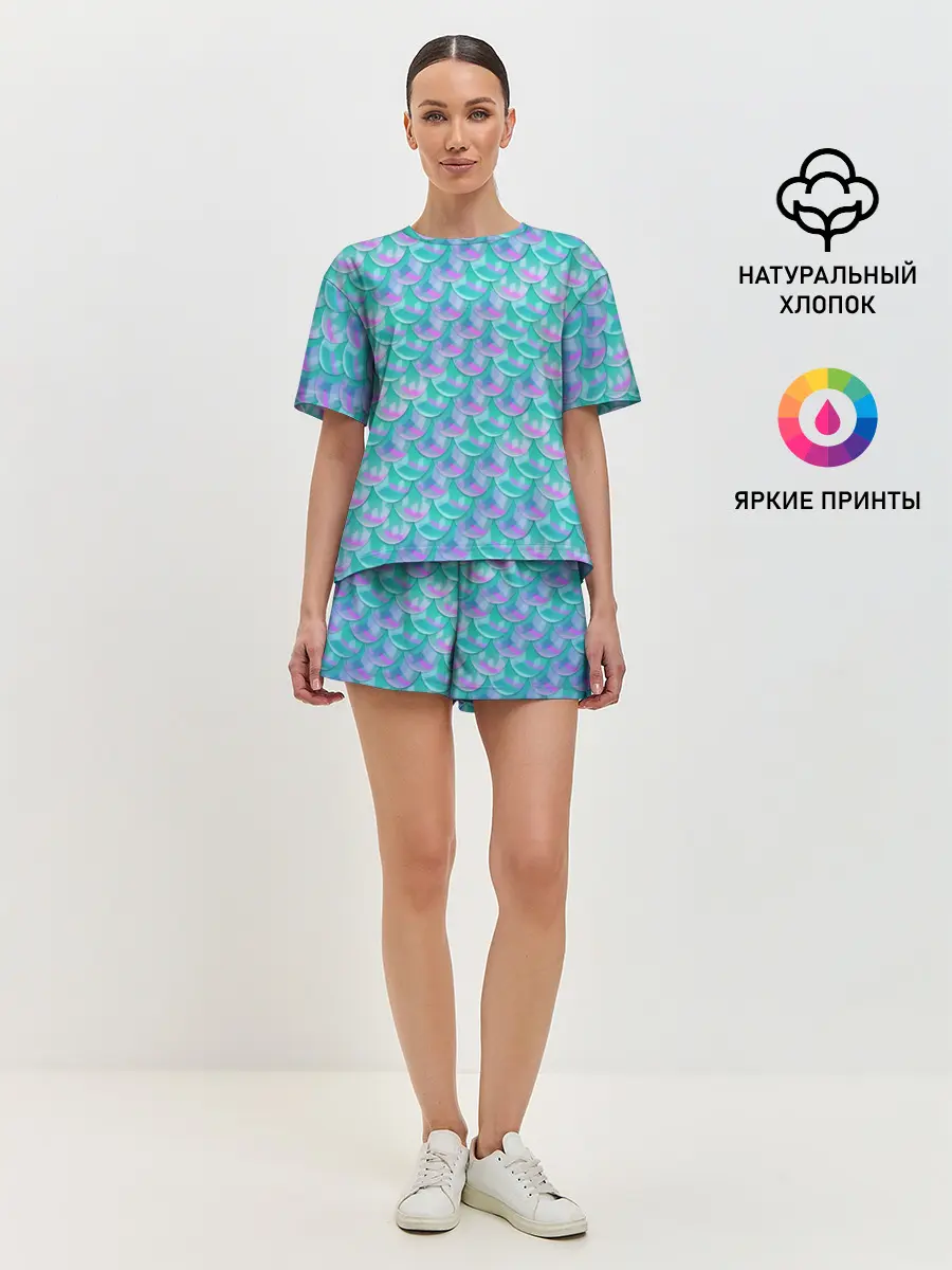 Женская пижама с шортами / Чешуя | Хвост русалки