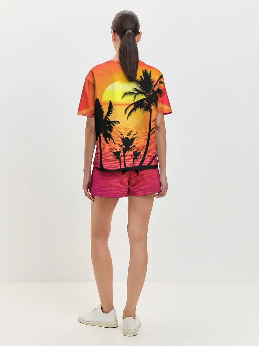 Женская пижама с шортами / Прибрежный закат