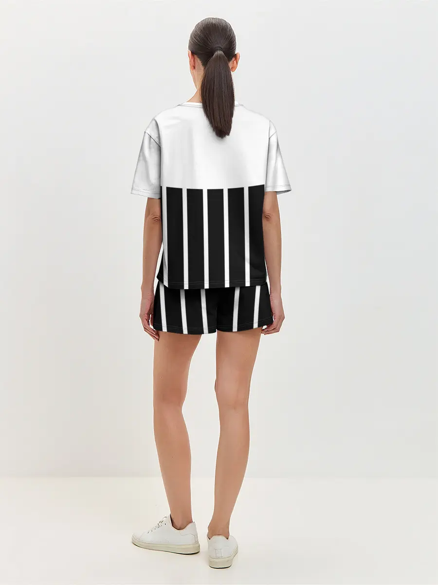 Женская пижама с шортами / Juventus | Tee Black and White