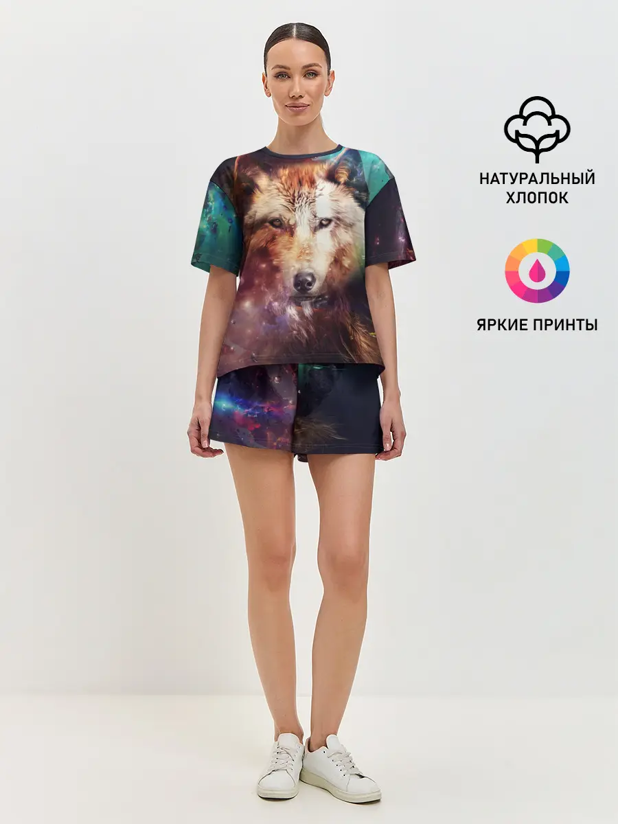 Женская пижама с шортами / Красивый волк