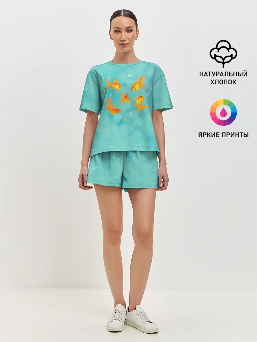 Женская пижама с шортами / Золотые рыбки