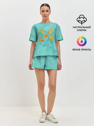 Женская пижама с шортами / Золотые рыбки
