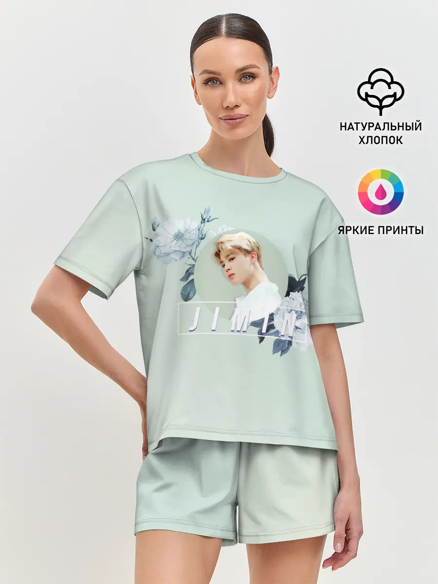 Женская пижама с шортами / Чимин в цветах