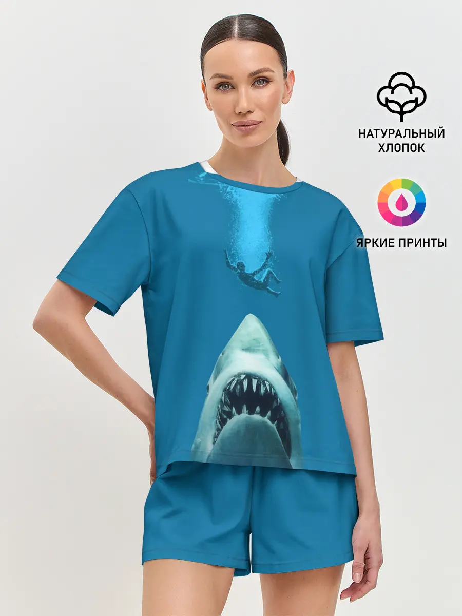 Женская пижама с шортами / Челюсти