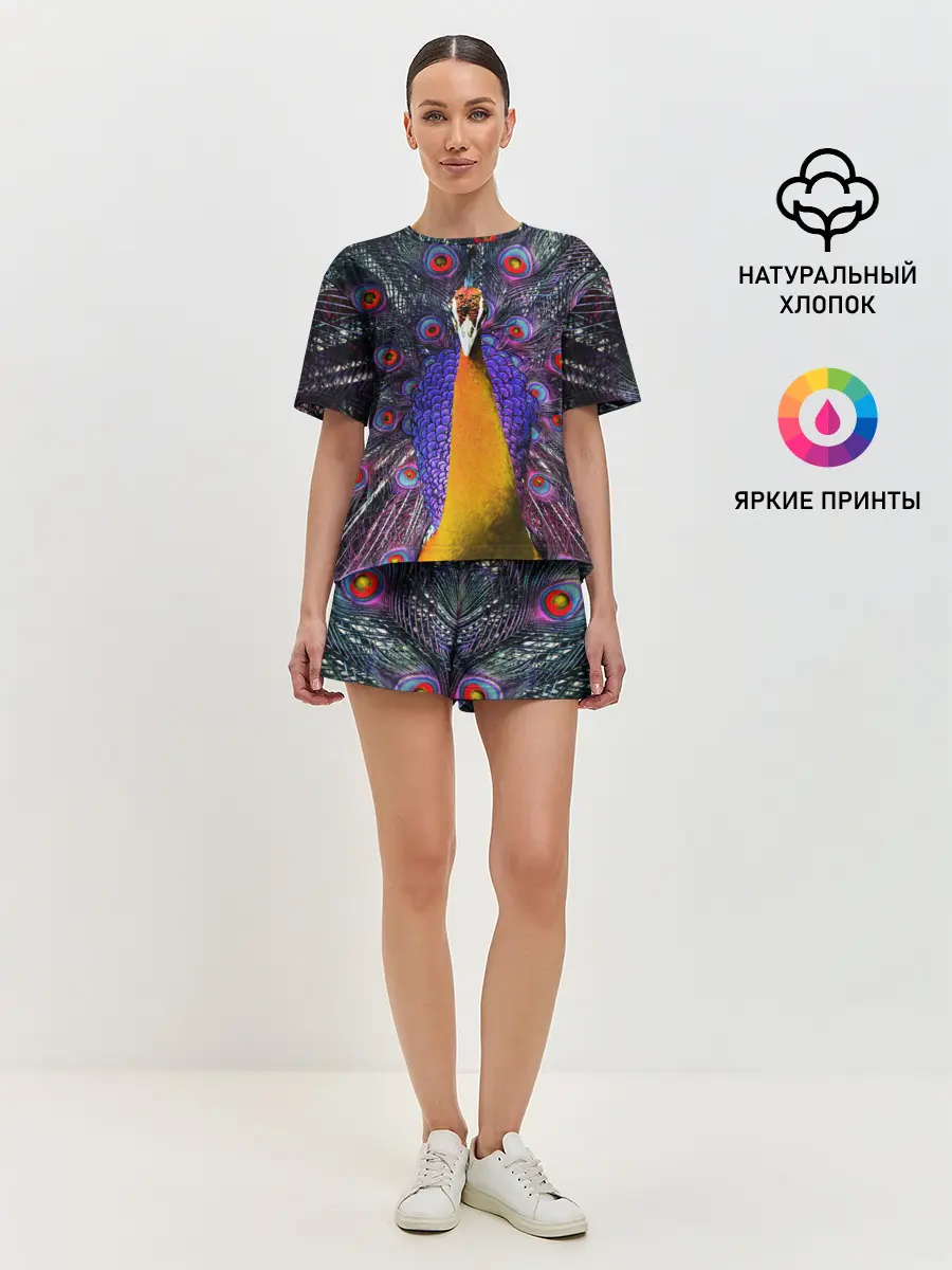 Женская пижама с шортами / Павлин
