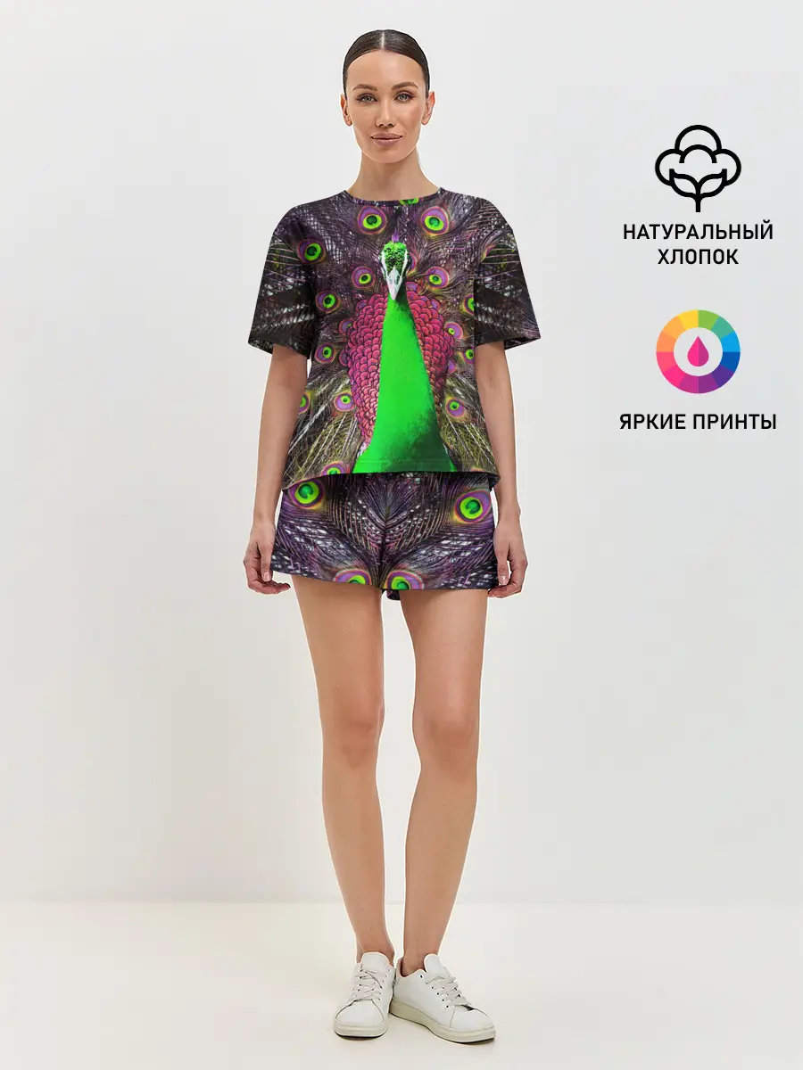 Женская пижама с шортами / Оперение Павлина