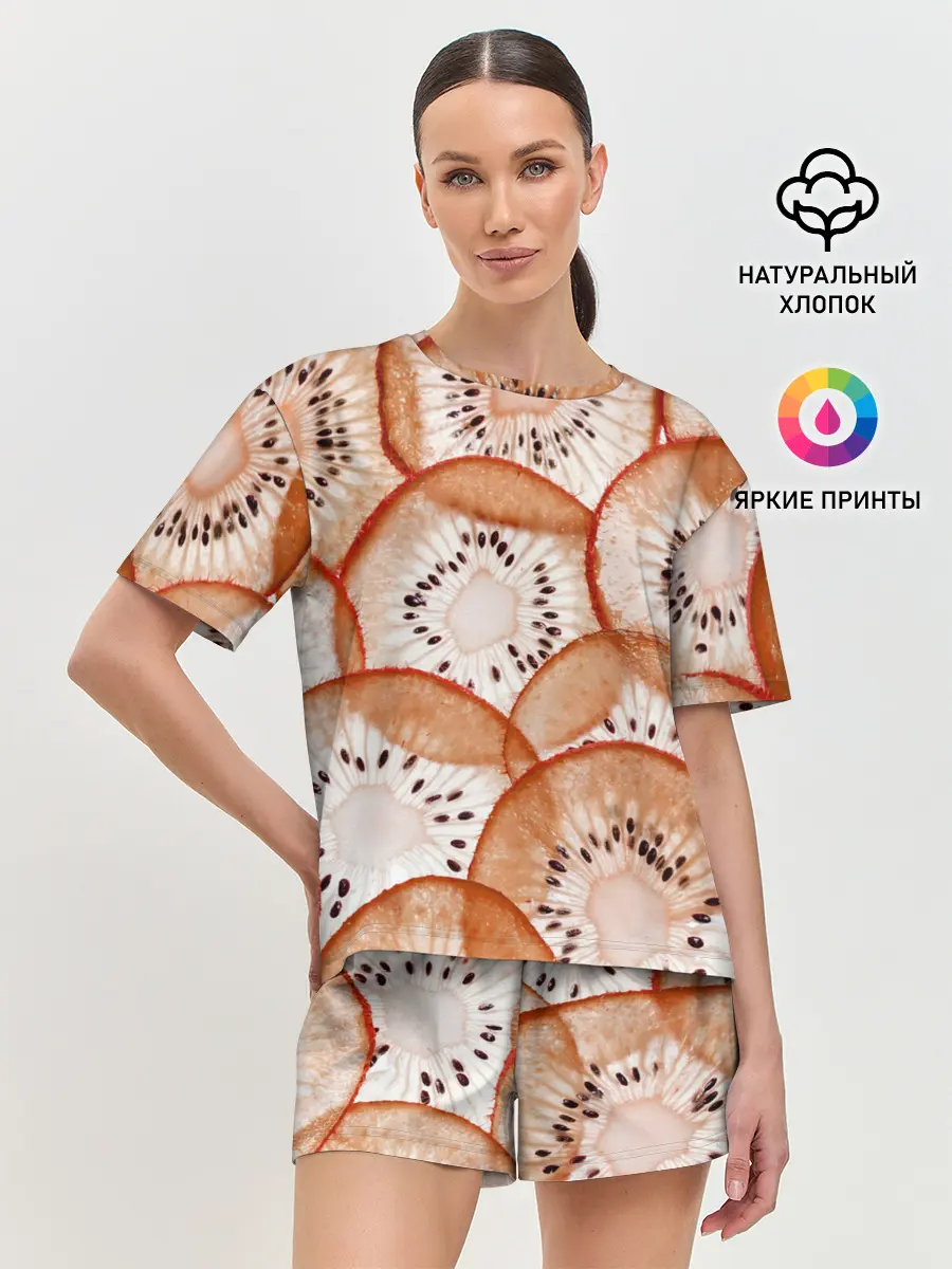 Женская пижама с шортами / Красный Киви