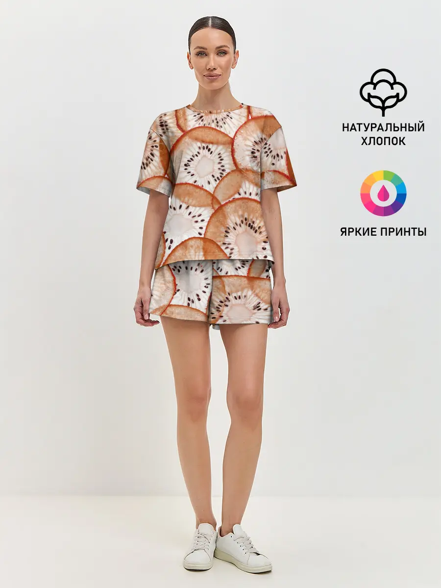 Женская пижама с шортами / Красный Киви