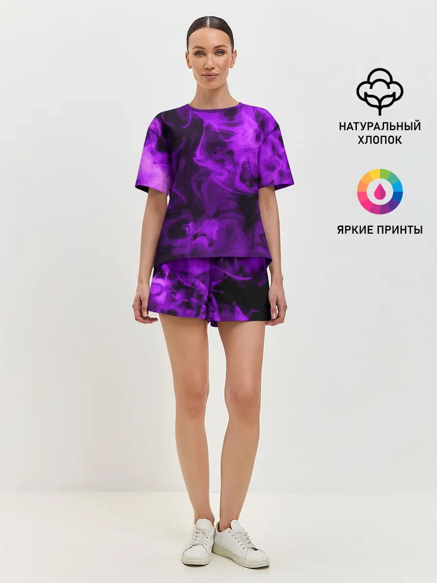 Женская пижама с шортами / Неоновый Дым