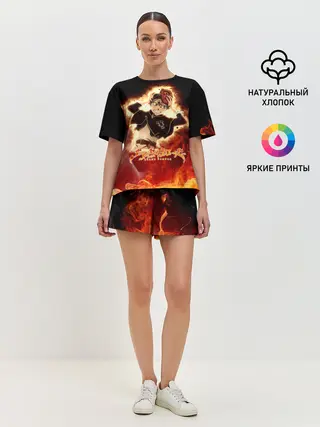 Женская пижама с шортами / Аста в маске огонь и пламя
