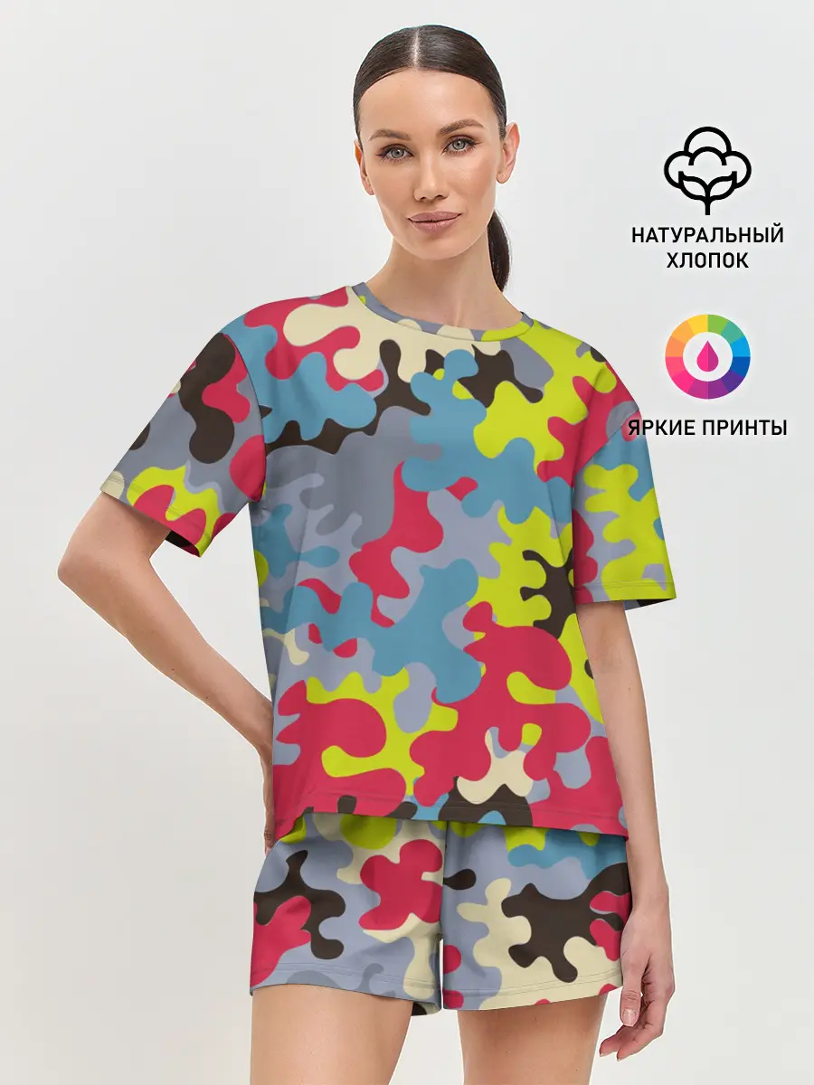 Женская пижама с шортами / Цветные облака