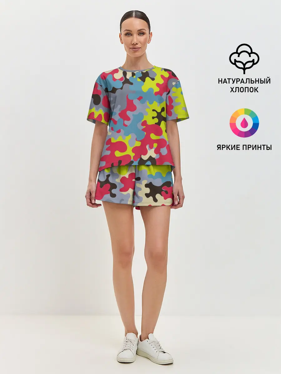 Женская пижама с шортами / Цветные облака