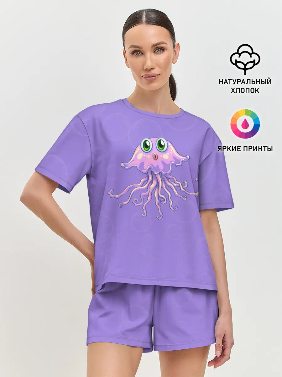 Женская пижама с шортами / Осьминог милый