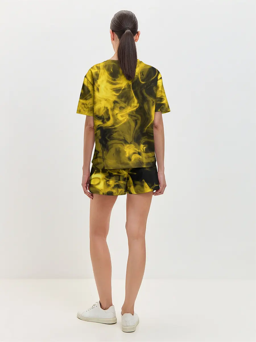 Женская пижама с шортами / Желтый Неоновый Дым