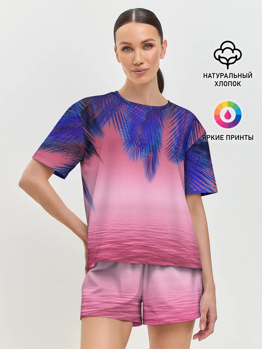 Женская пижама с шортами / Неоновые Тропики