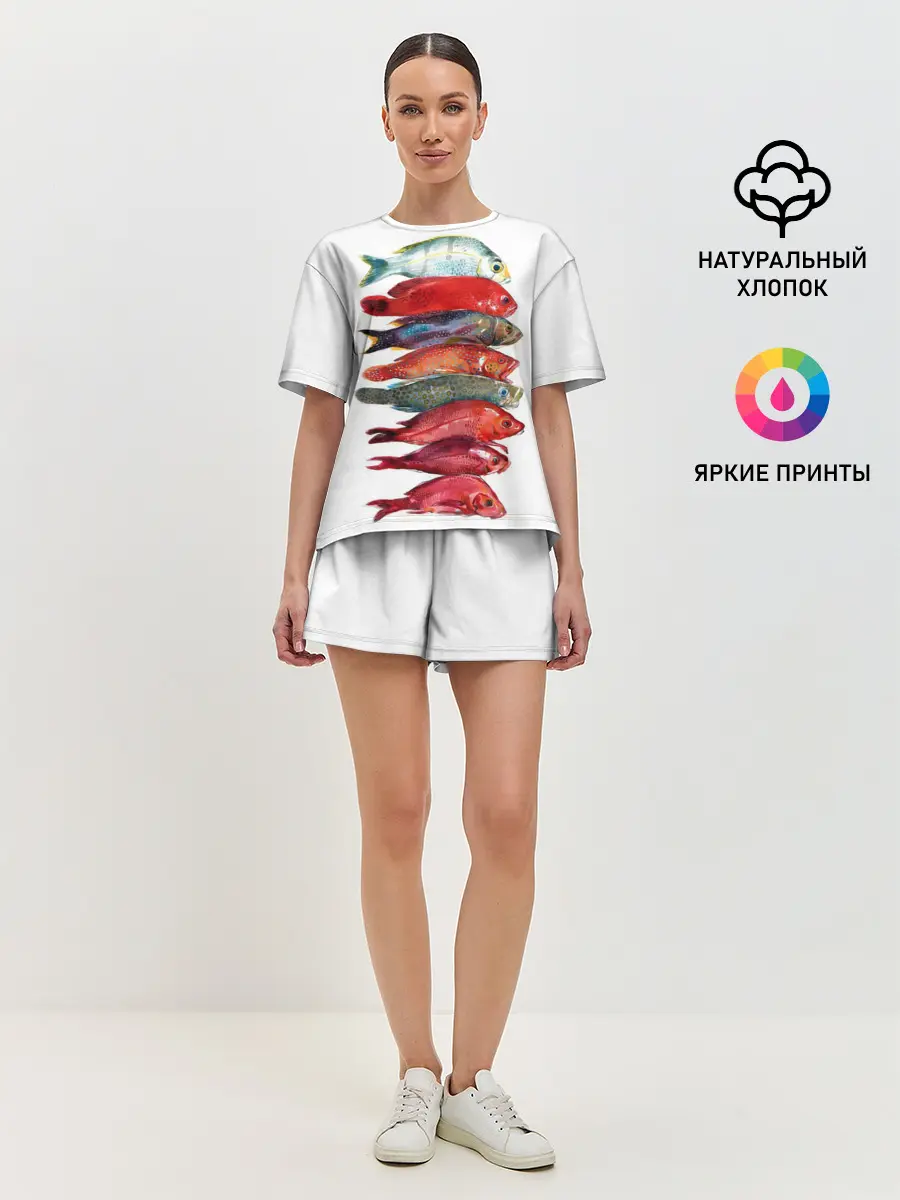 Женская пижама с шортами / рыбки