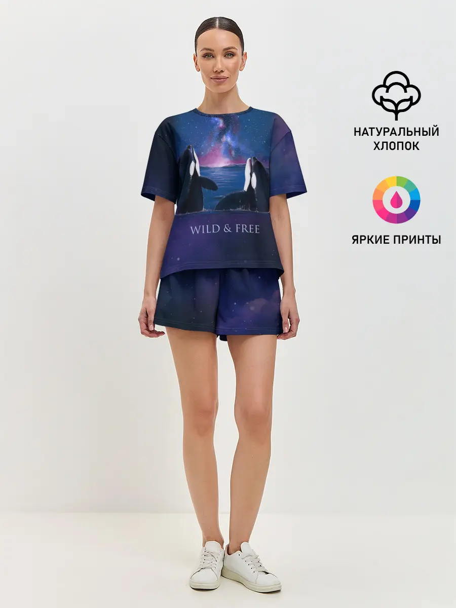 Женская пижама с шортами / косатка