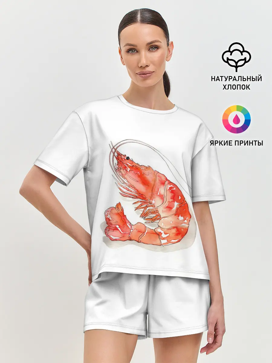 Женская пижама с шортами / креветка