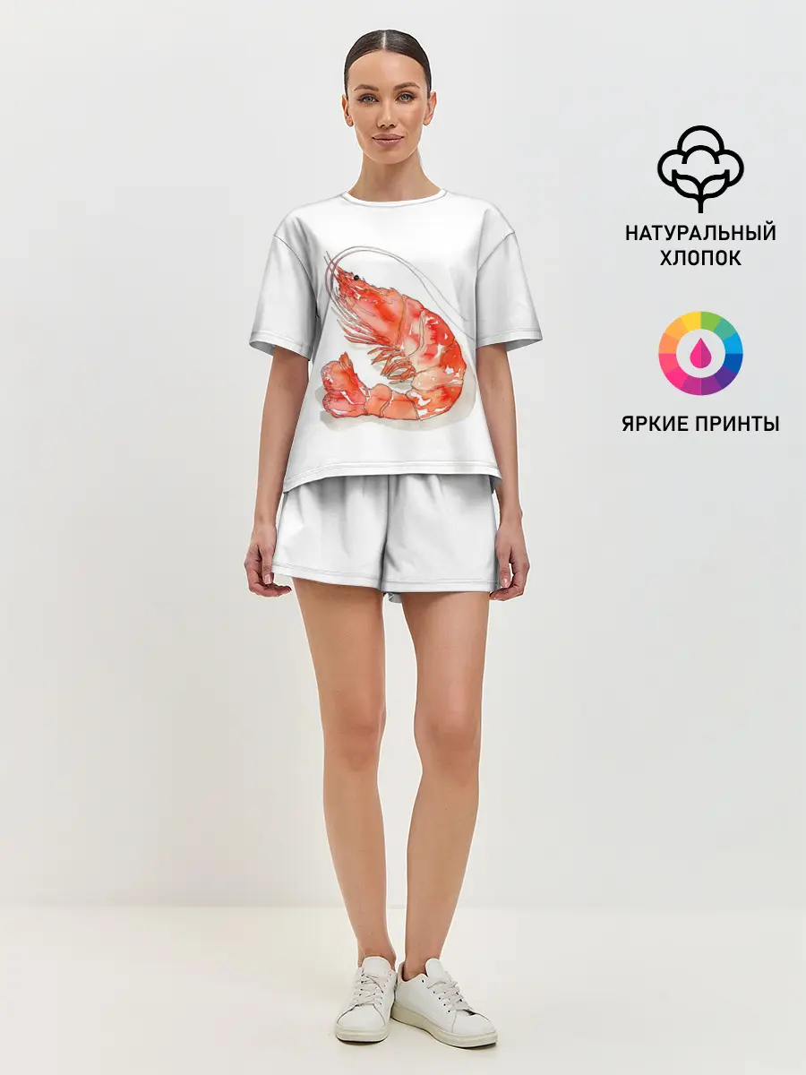 Женская пижама с шортами / креветка