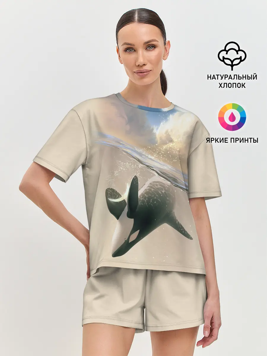 Женская пижама с шортами / косатка