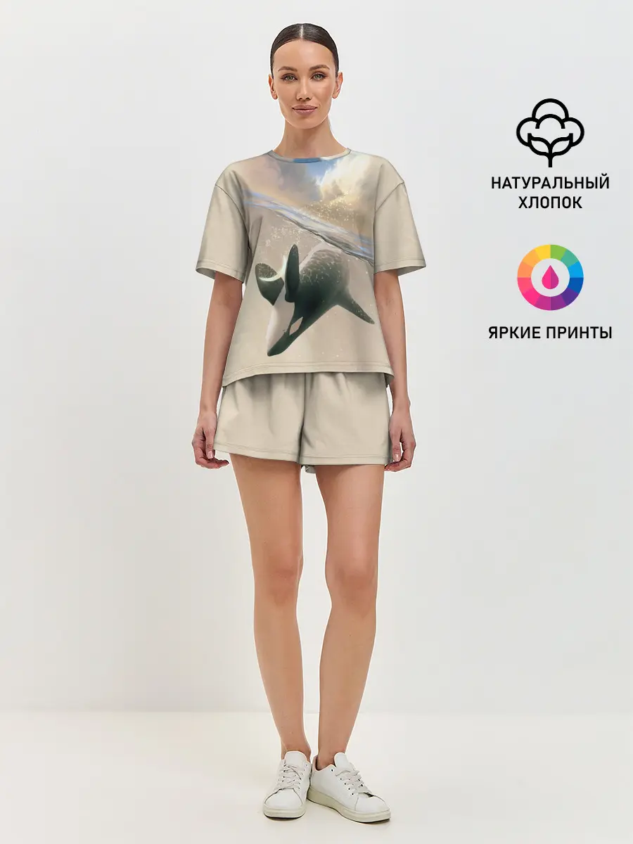 Женская пижама с шортами / косатка