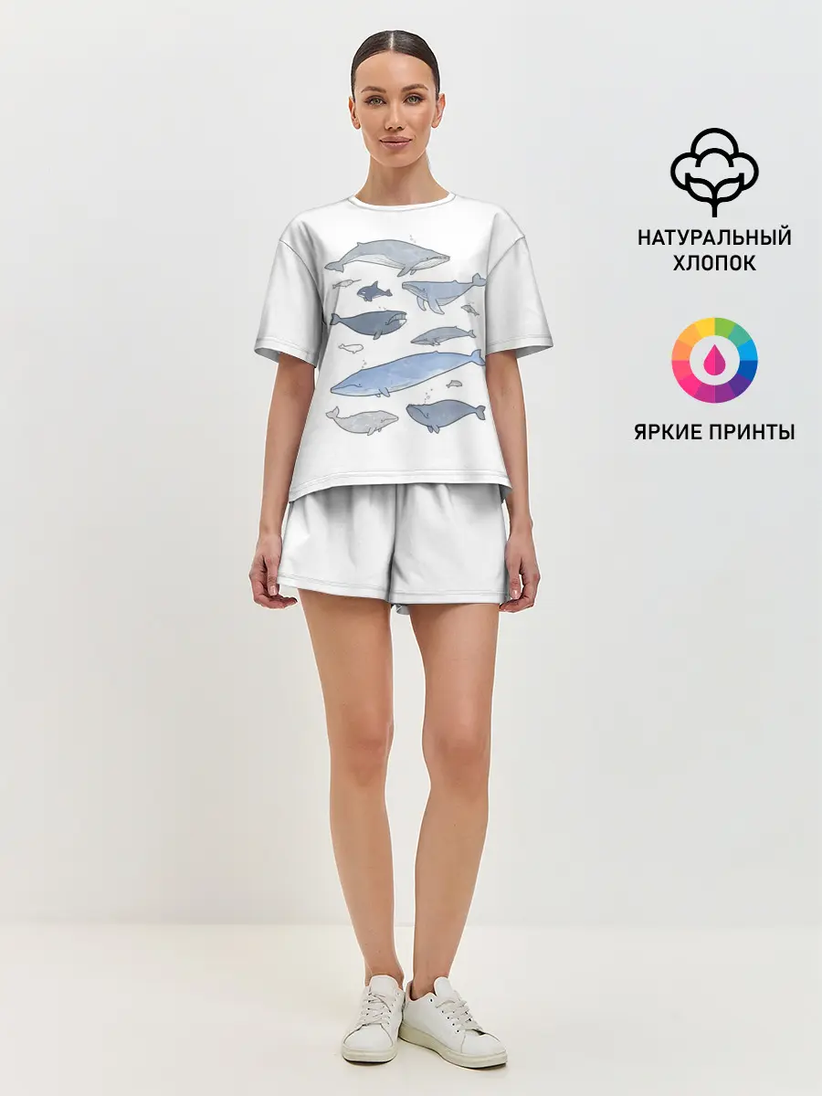 Женская пижама с шортами / киты