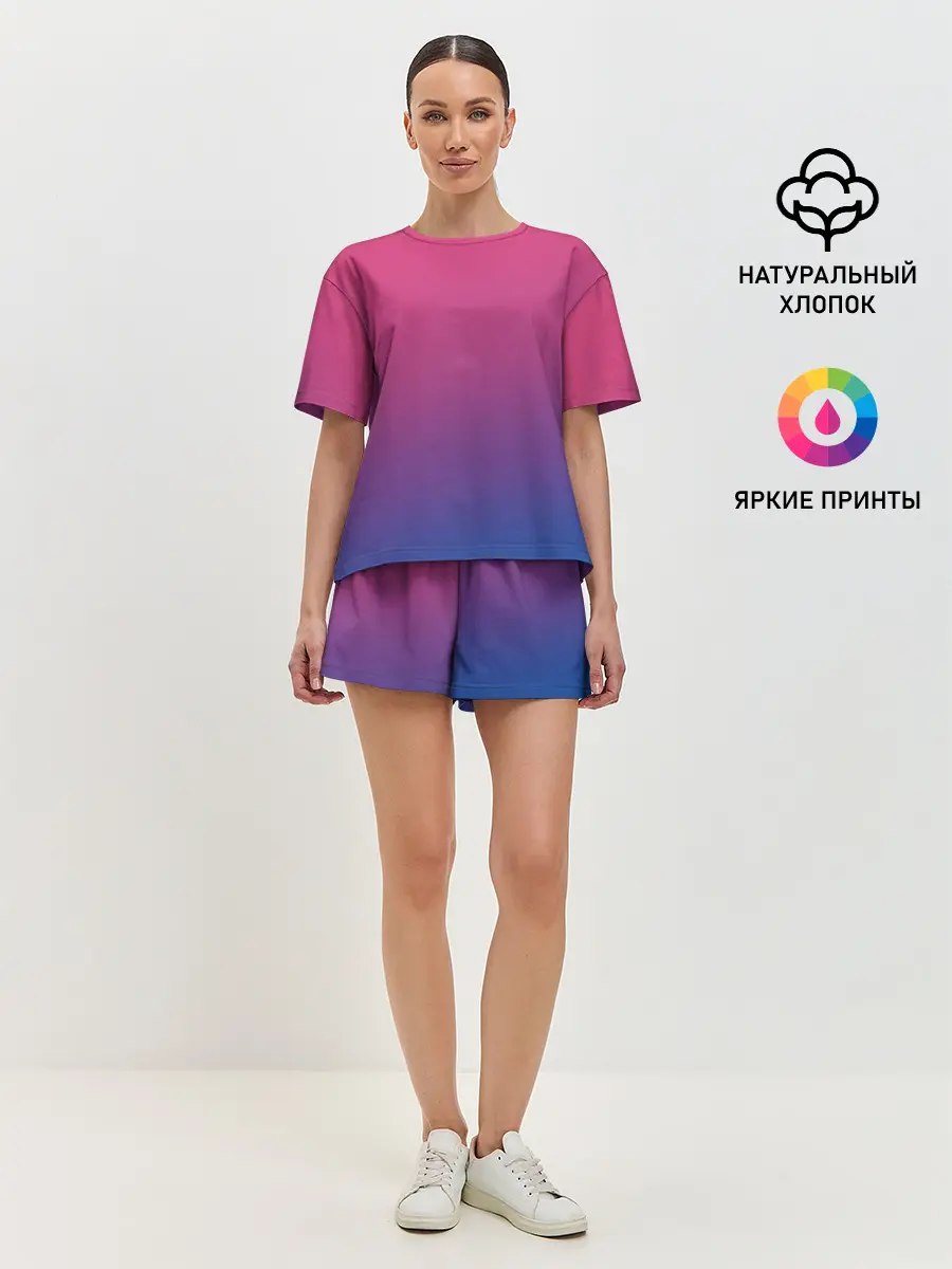 Женская пижама с шортами / Зеленый и Желтый