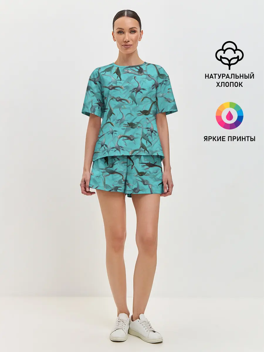 Женская пижама с шортами / Лохнесский камуфляж