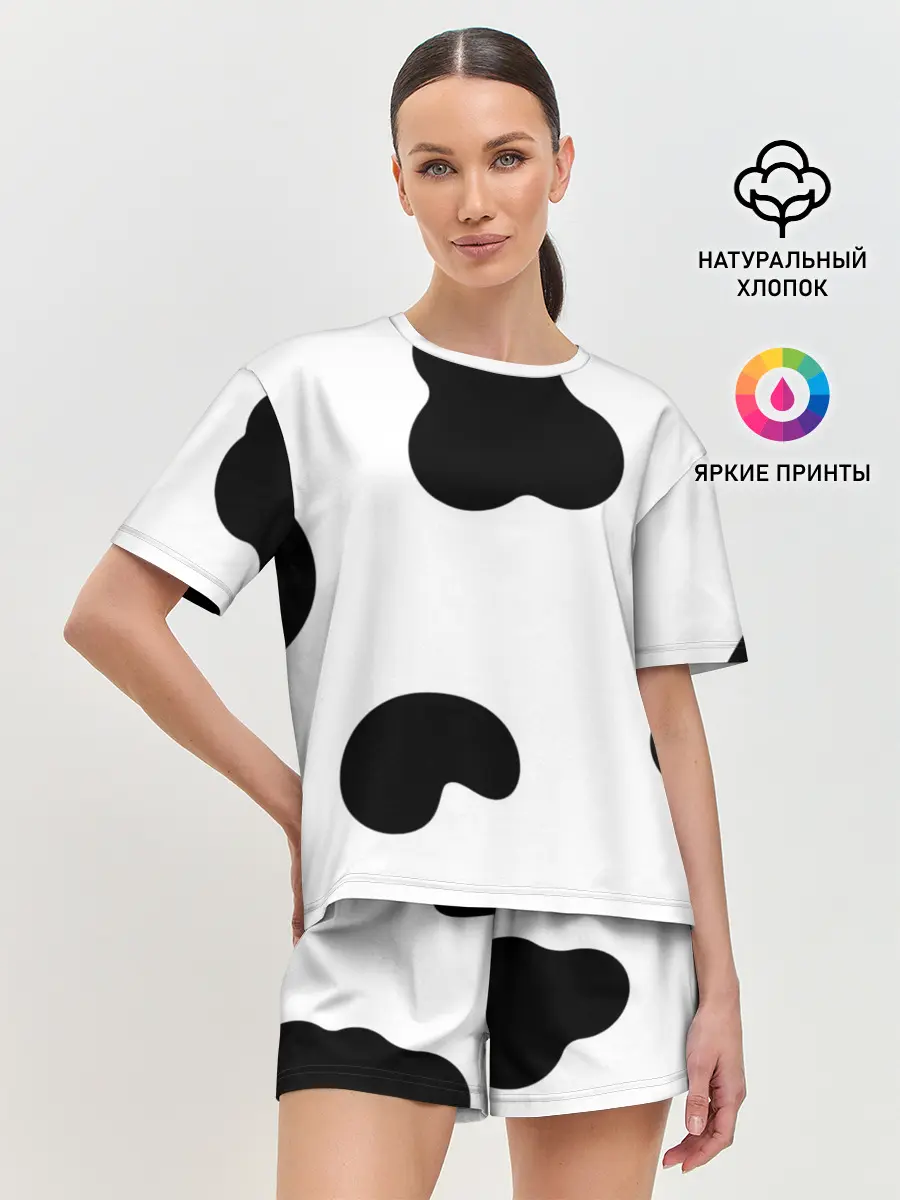 Женская пижама с шортами / Cow print