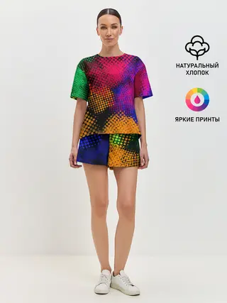 Женская пижама с шортами / Цветные Разводы