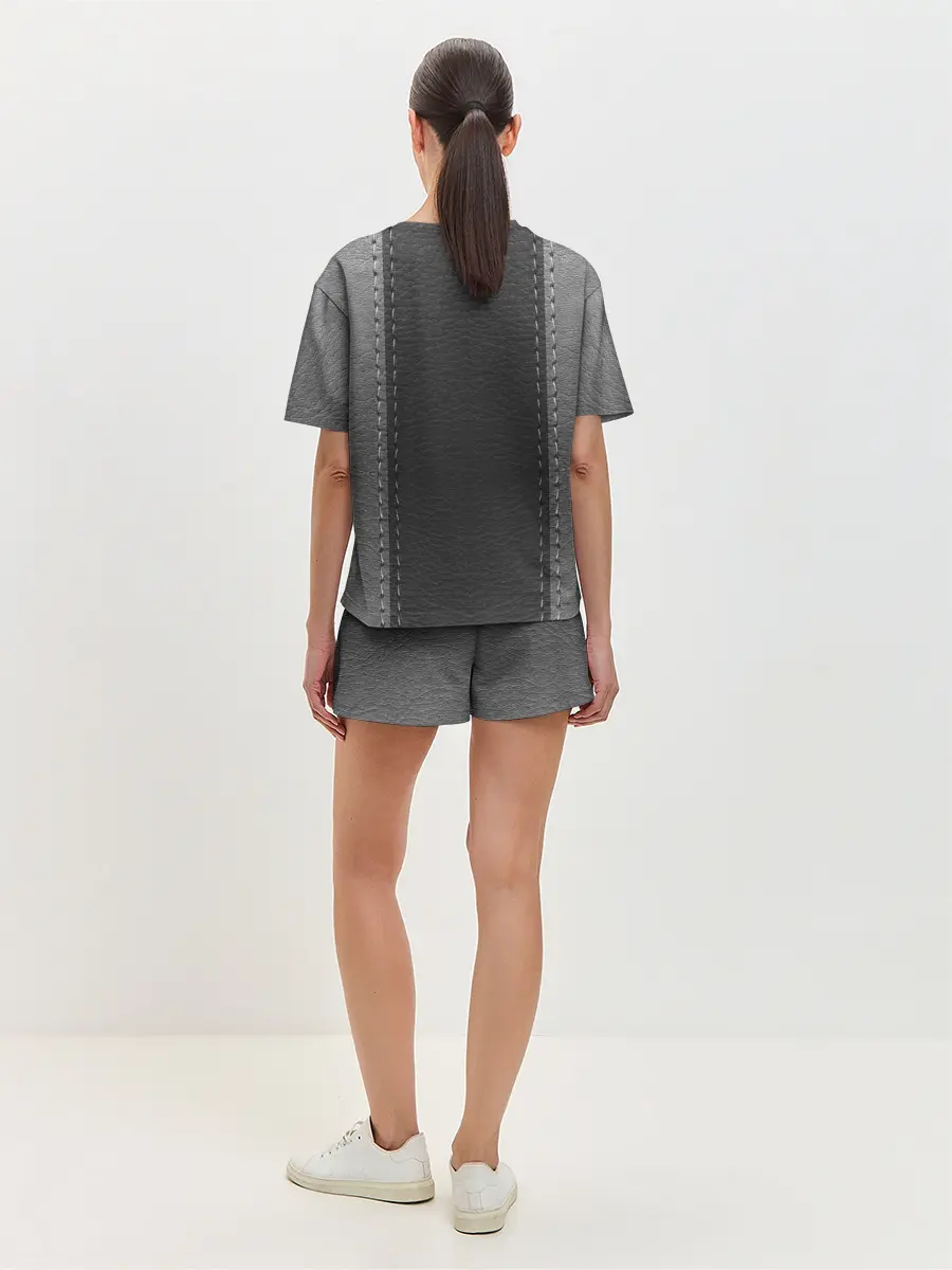 Женская пижама с шортами / Черно-Серая Кожа