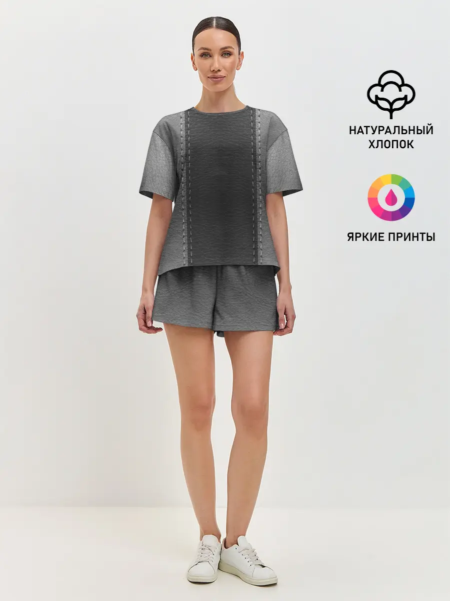 Женская пижама с шортами / Черно-Серая Кожа