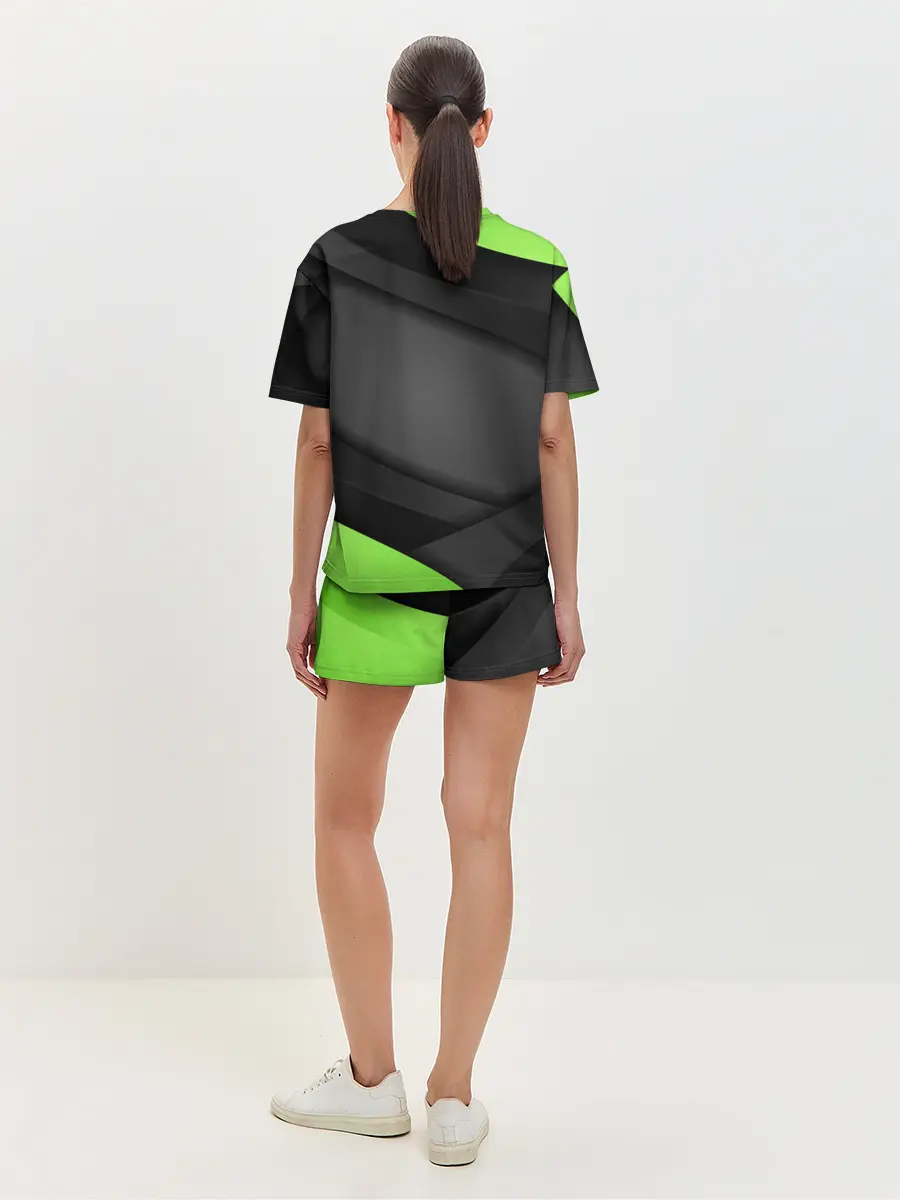 Женская пижама с шортами / Green / Black