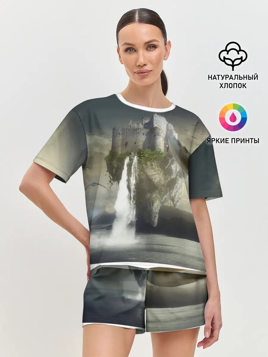 Женская пижама с шортами / Парящий замак