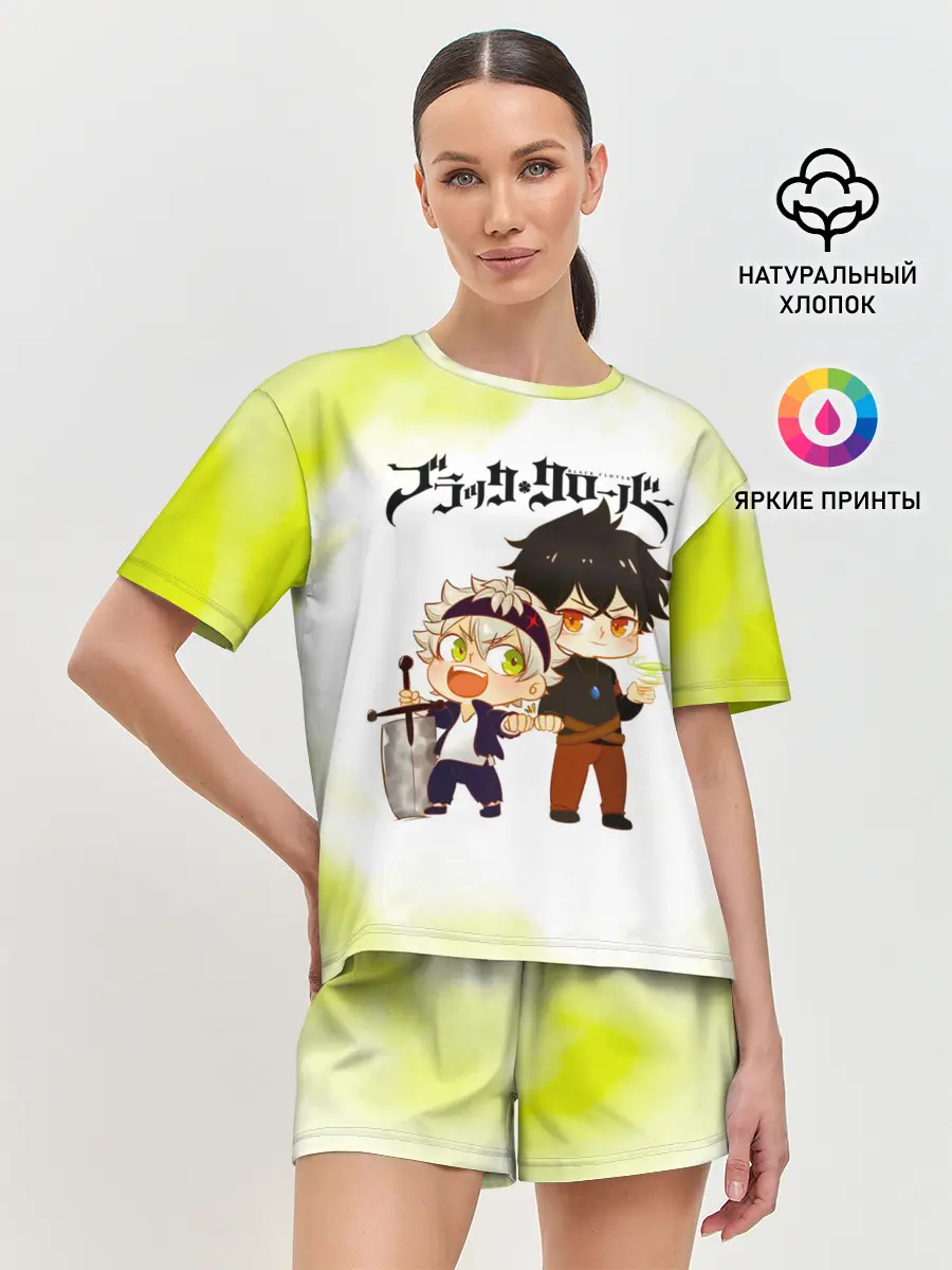 Женская пижама с шортами / Аста и Юно Чёрный клевер