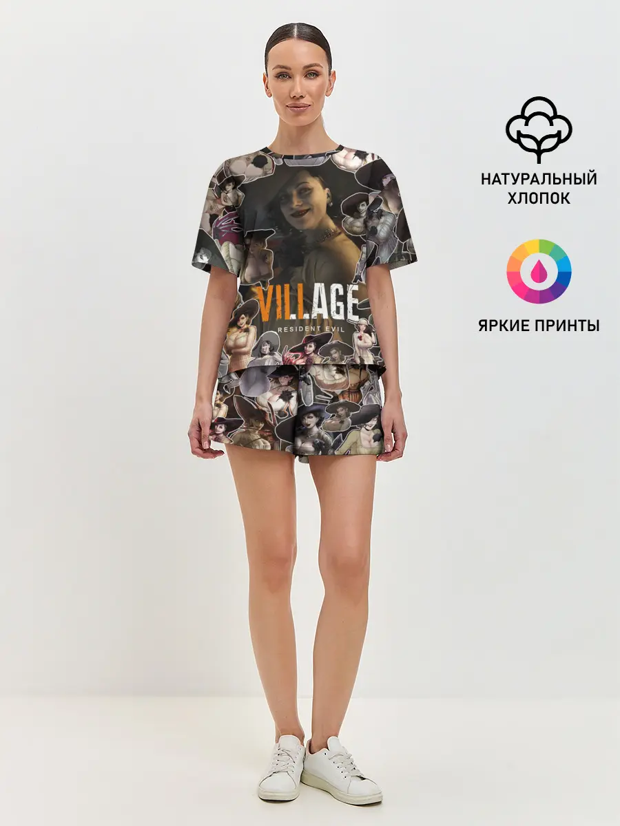 Женская пижама с шортами / Dimitrescu stikers style