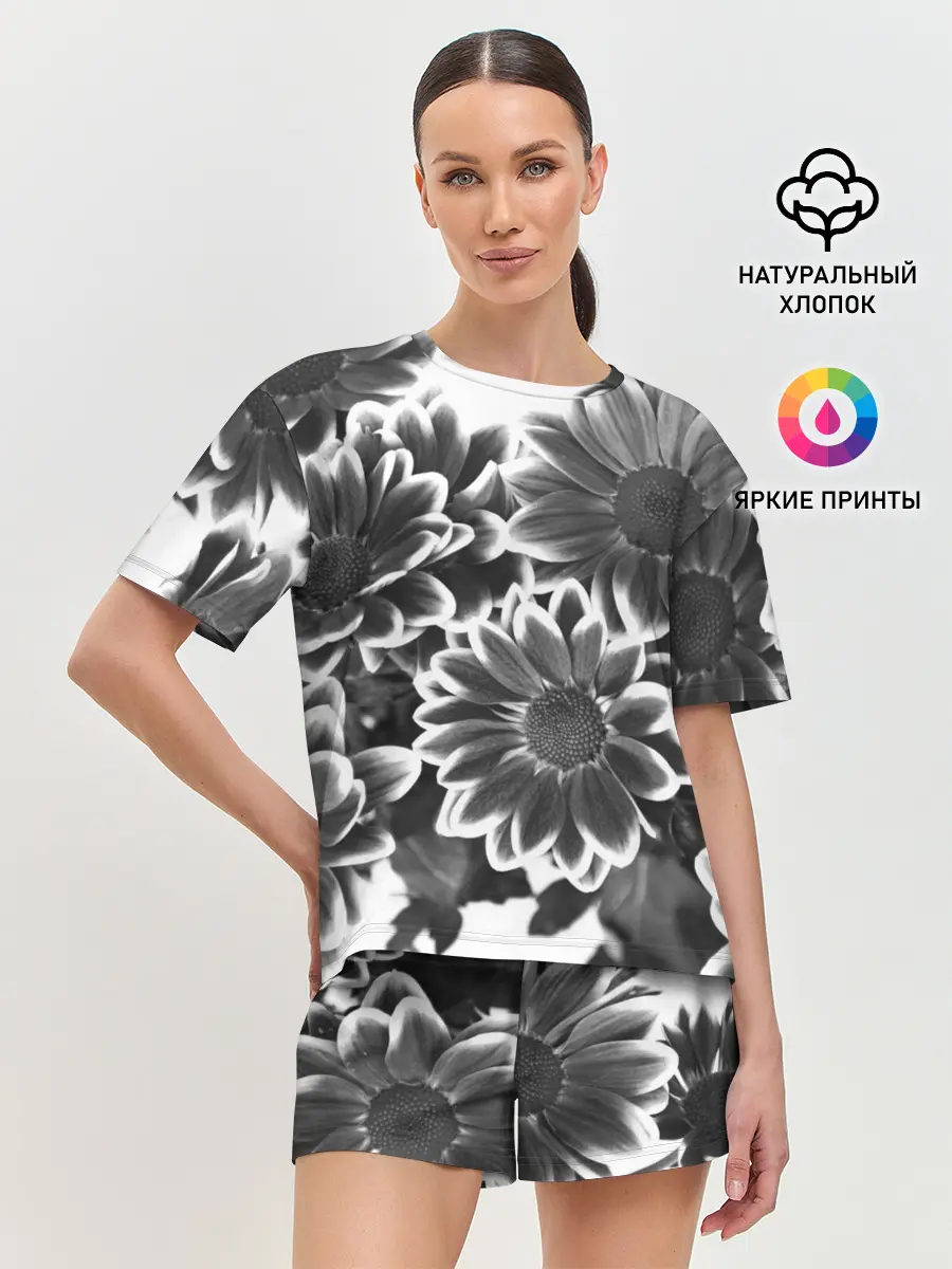 Женская пижама с шортами / Цветочный Узор