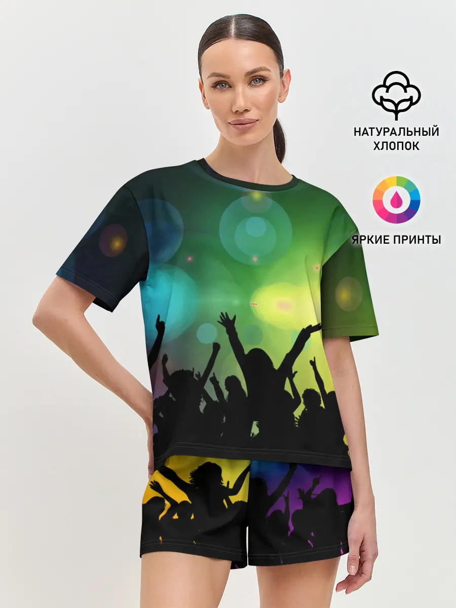 Женская пижама с шортами / Неоновая Вечеринка