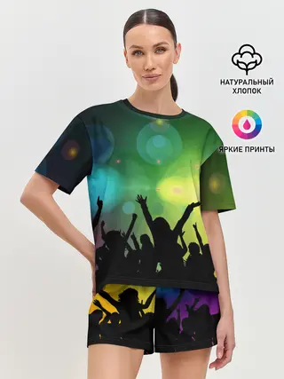 Женская пижама с шортами / Неоновая Вечеринка