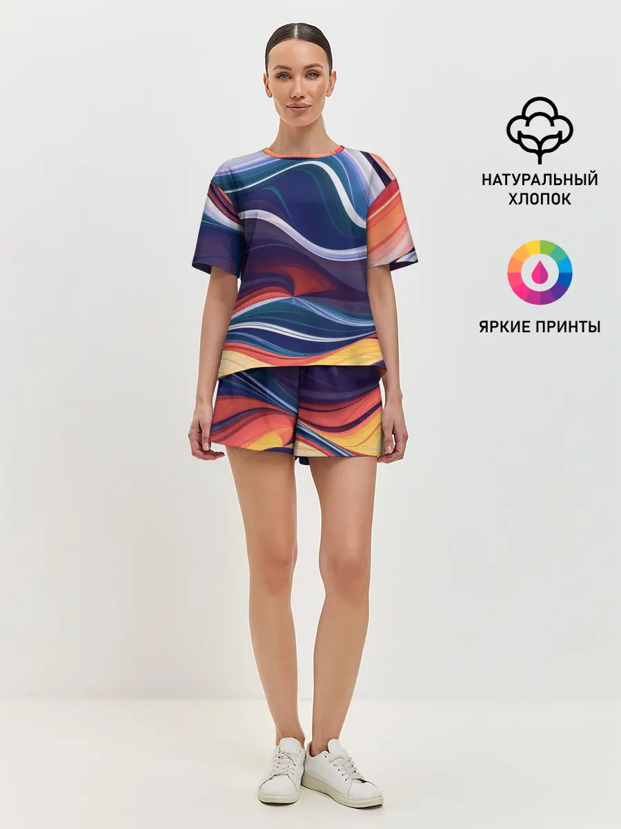 Женская пижама с шортами / Colored lines