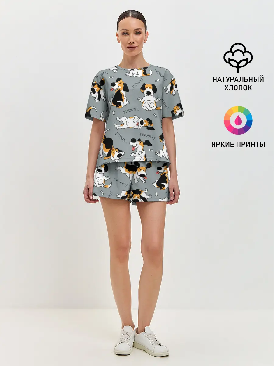 Женская пижама с шортами / Собаки Бигли