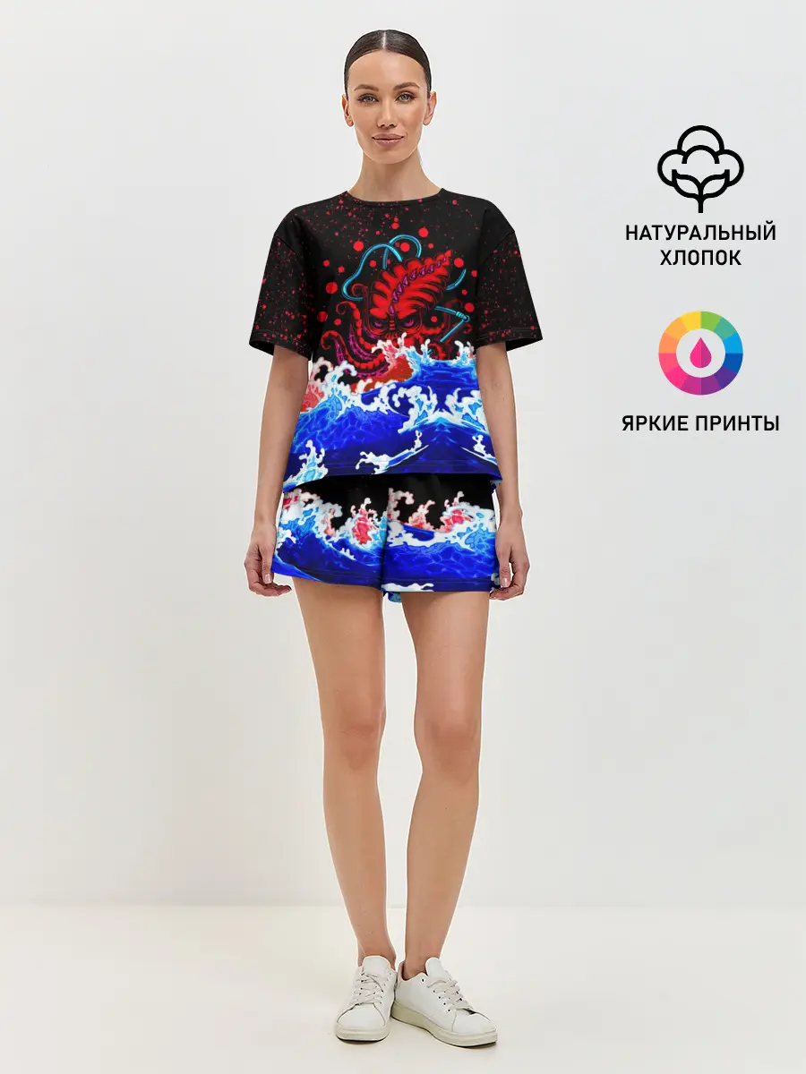 Женская пижама с шортами / Кровавый Кракен Монстр